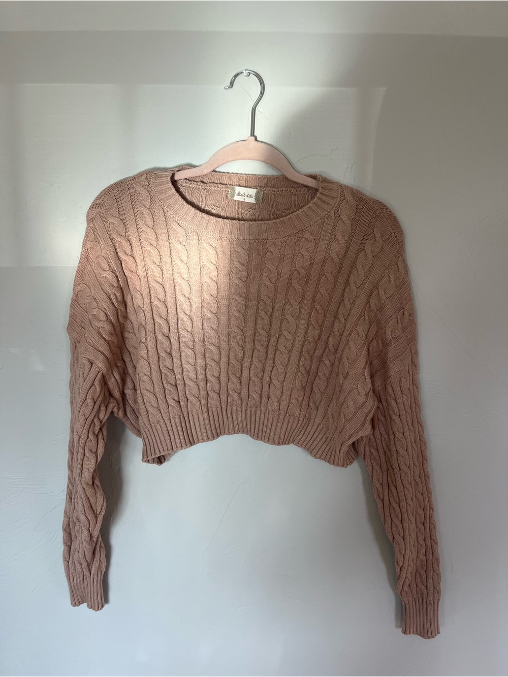 Altar'd State Cable Knit Crew Neck Sweater